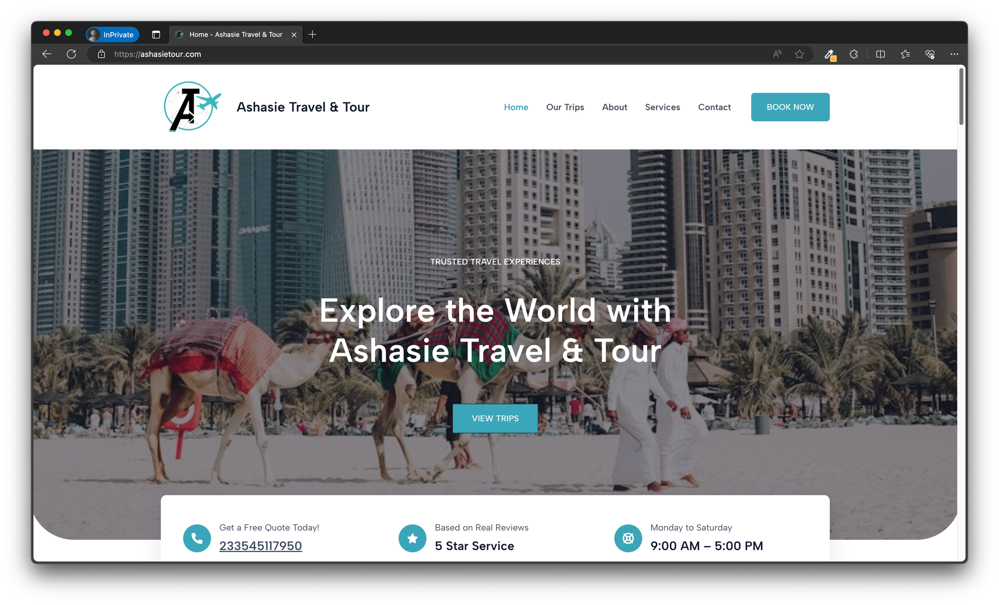 Ashasie Travel & Tour Website Design Case Study